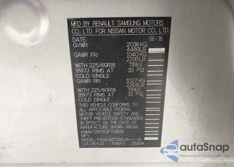 2016 Nissan Rogue S/Sl/Sv from USA, damaged, VIN KNMAT2MT6GP708119